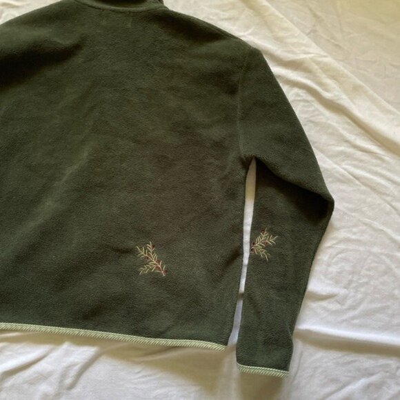 Christopher & Banks Green Embroidered Button-Up Fleece Jacket With Nature-Inspir - Picture 9 of 10